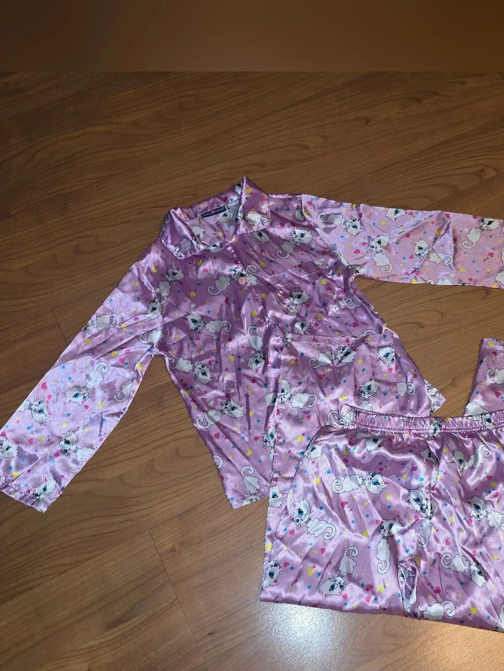 Girls' Pink Cat Print Pajama Set - Brand: Children's Place